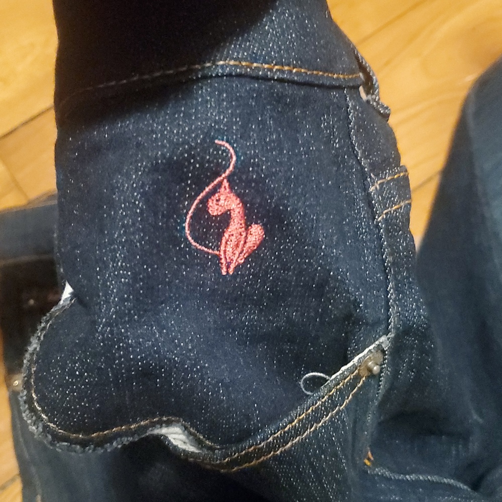 Baby Phat Dark Blue Denim y2k Jeans with :cats Meow !: Back Pockets - Picture 7 of 15